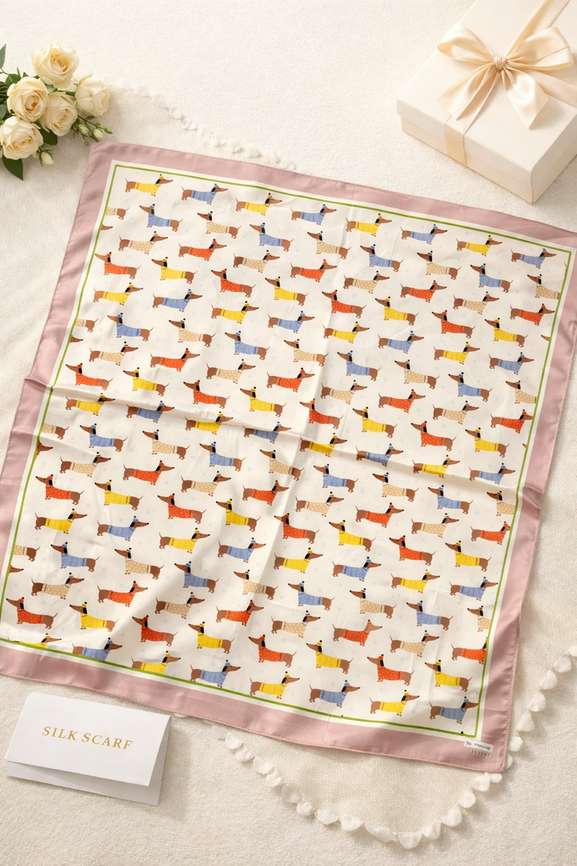 Tuch 70X70 Dackel in Beige Art. 6905