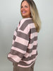 Sweatshirt mit Blockstreifen in Taupe/Rosa