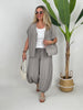 Leichter 2-Teiler mit Bluse und Ballonhose in Taupe