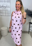 Kleid Punkte in Rosa/Mokka