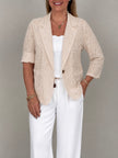 Sommerblazer mit Lochstickerei in Beige
