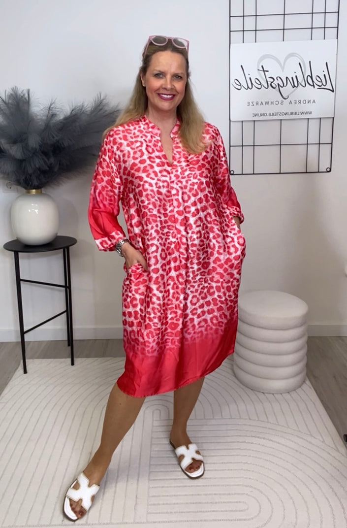 Kleid Satin Leo in Rot