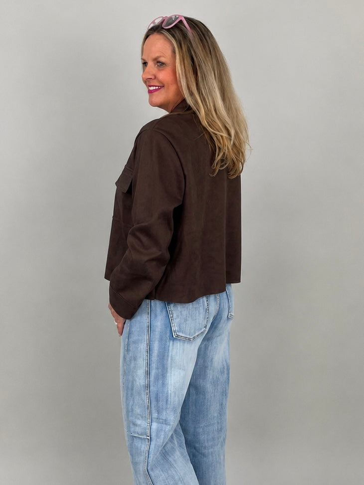 Jacke Velours in Mokka