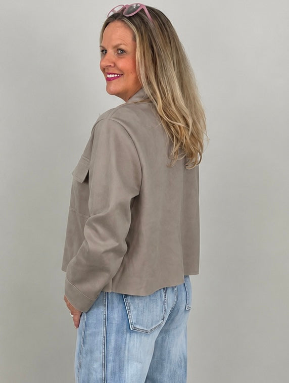 Jacke Velours in Taupe
