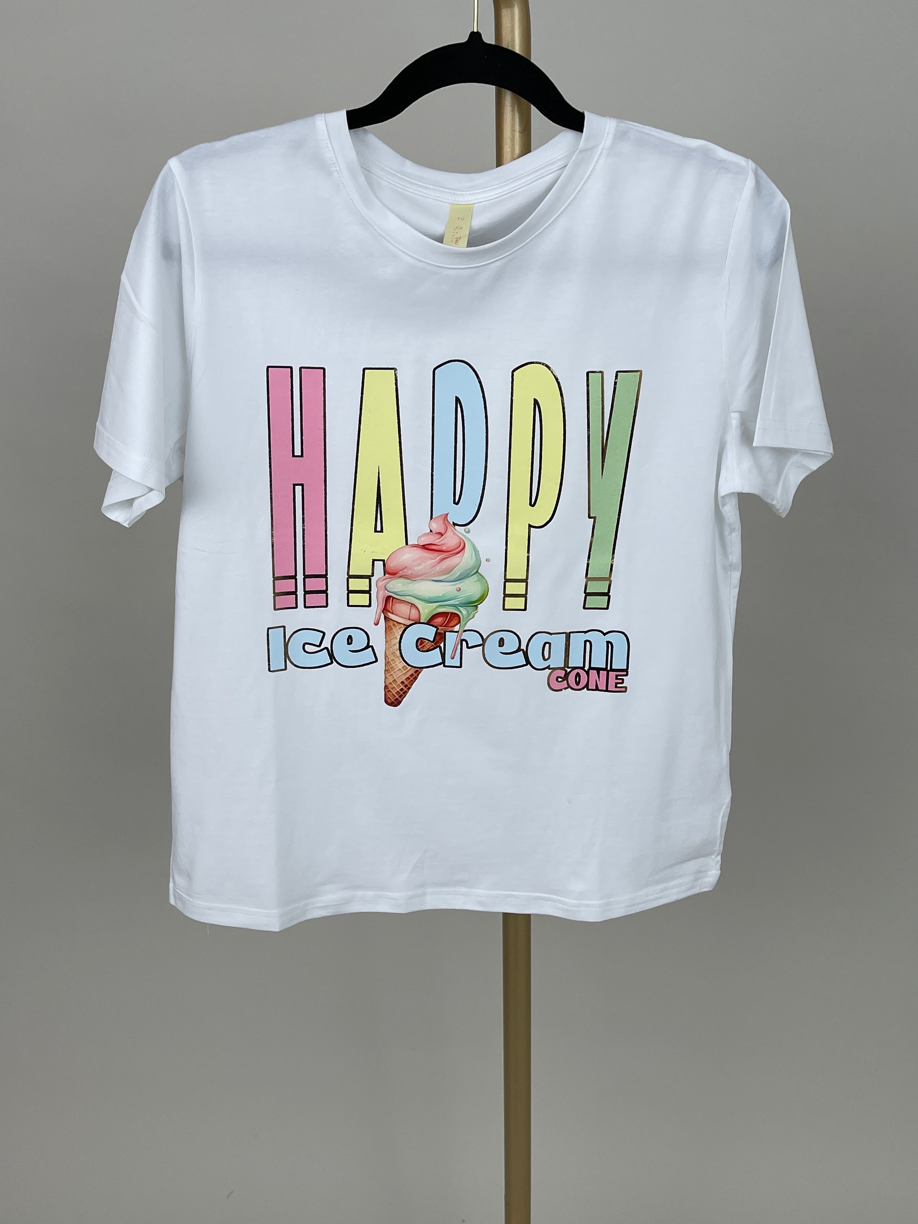 T-Shirt Happy in Weiß Art.6816