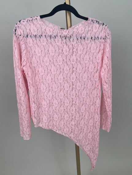 Langarmshirt aus Spitze Asymmetrisch in Rosa Art. 6805