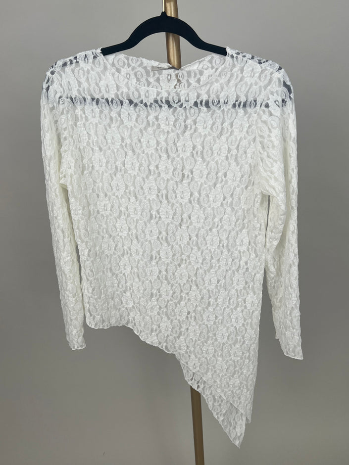 Langarmshirt aus Spitze Asymmetrisch in Offwhite Art. 6804