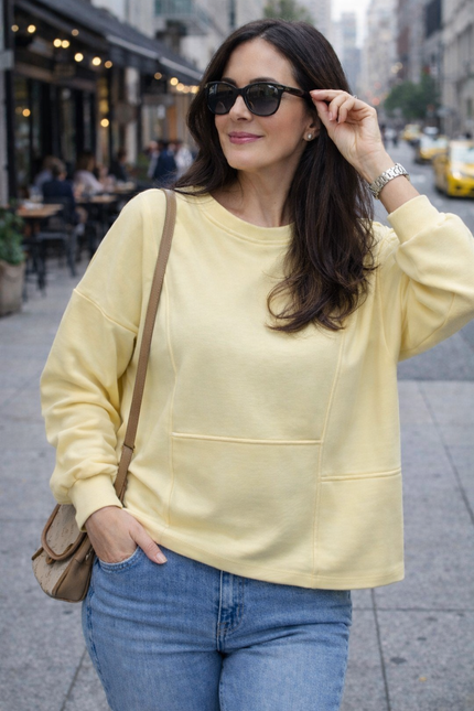 Sweatshirt Soft mit Knöpfen in Gelb Artikel 6797