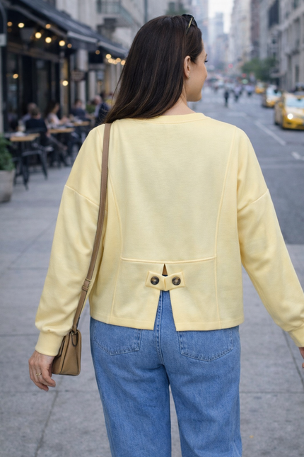 Sweatshirt Soft mit Knöpfen in Gelb Artikel 6797