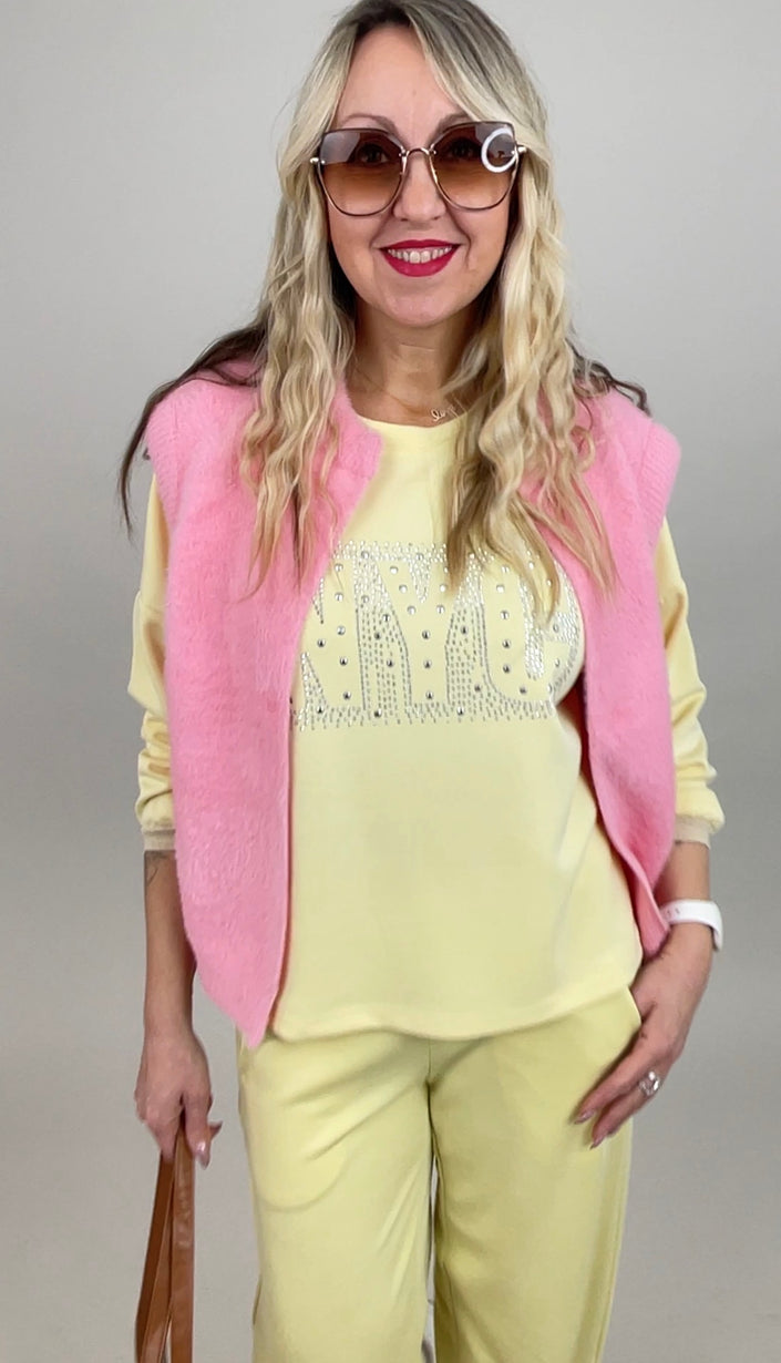 Sweatshirt Soft mit Nieten in Gelb