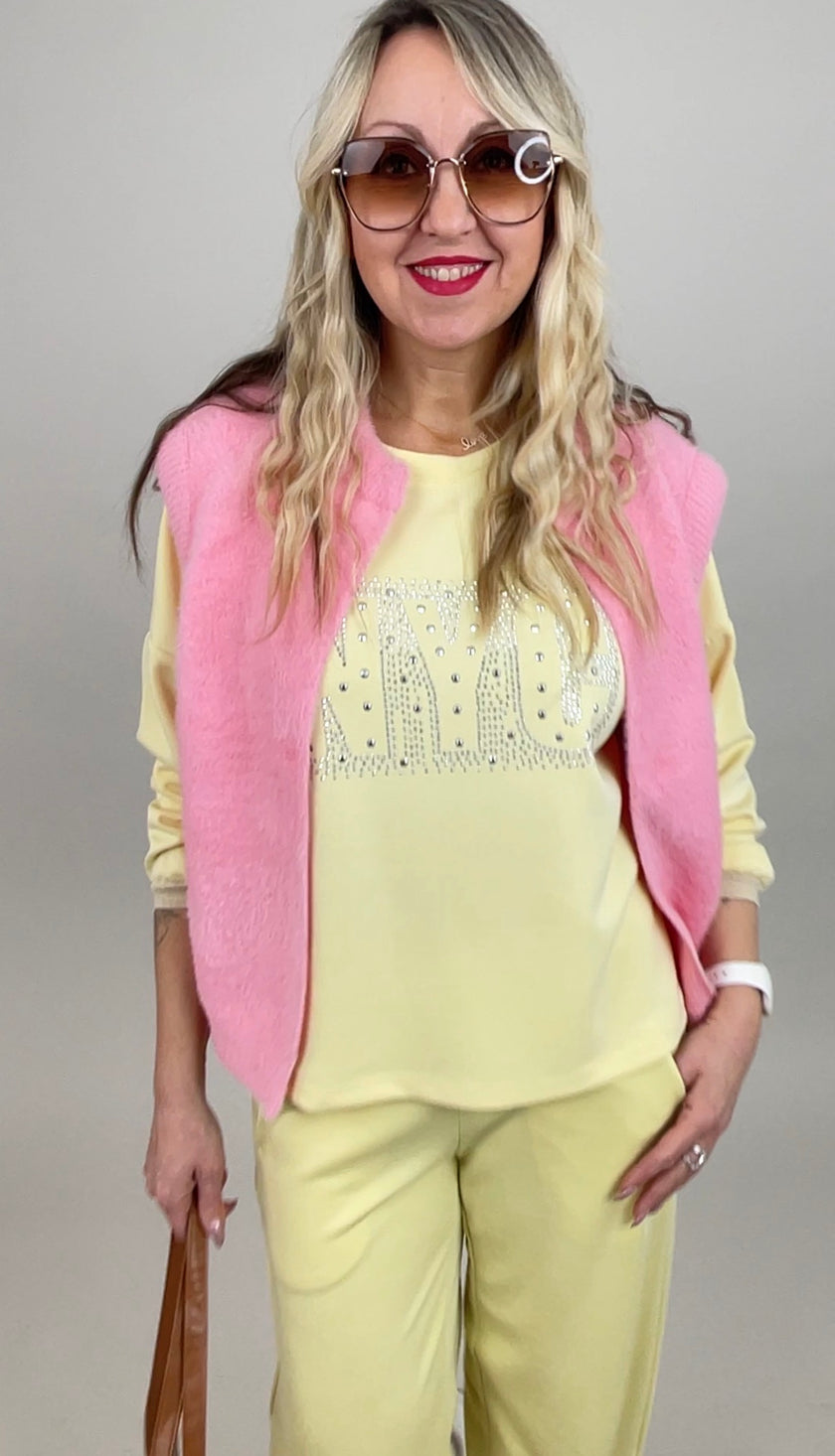 Sweatshirt Soft mit Nieten in Gelb