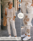 Hose mit Häkelblüten in Beige