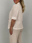 Sommerblazer mit Lochstickerei in Beige