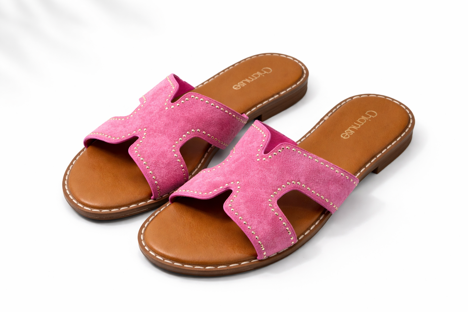 Sandalen mit Nieten in Pink