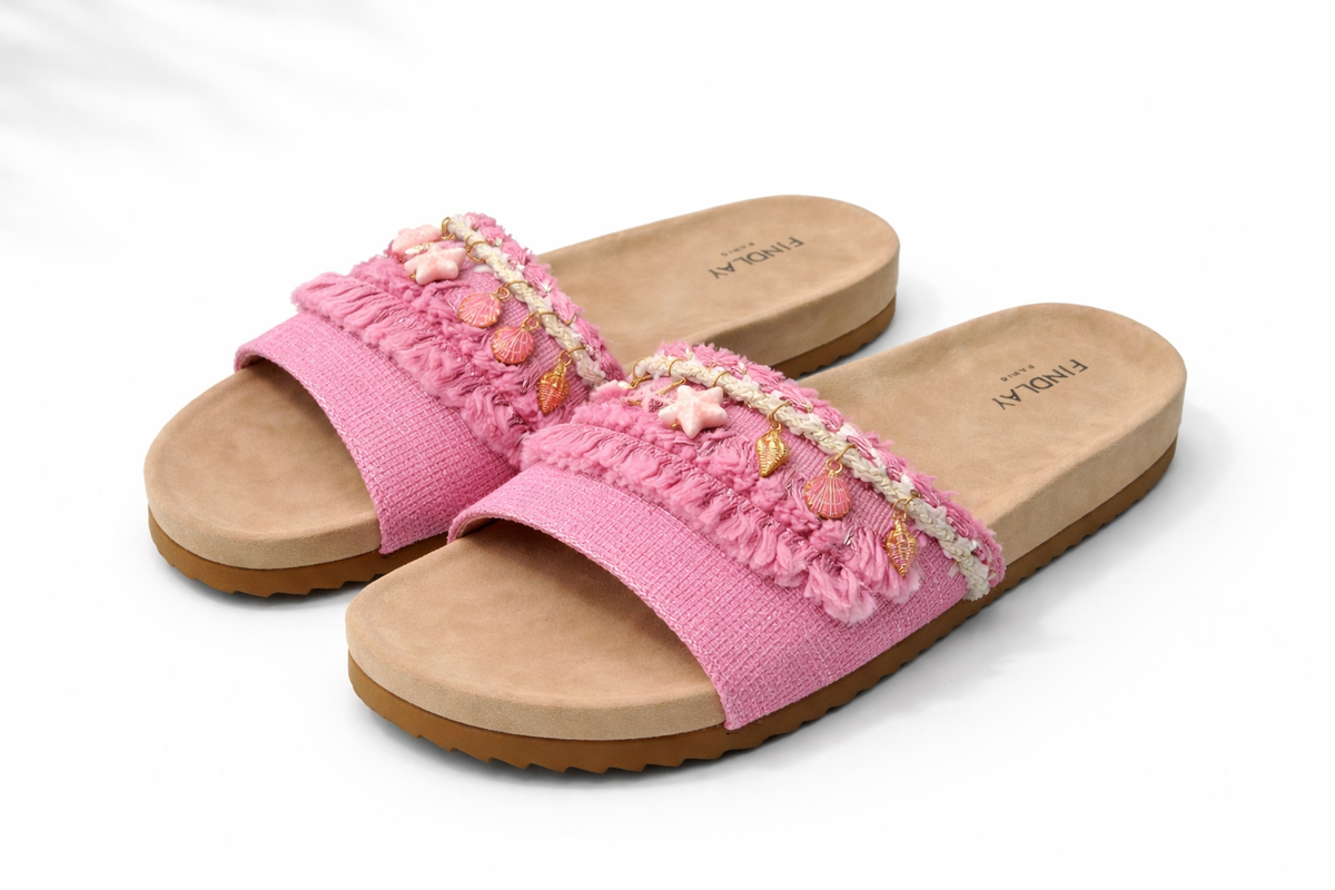 Sandalen mit Details in Rosa