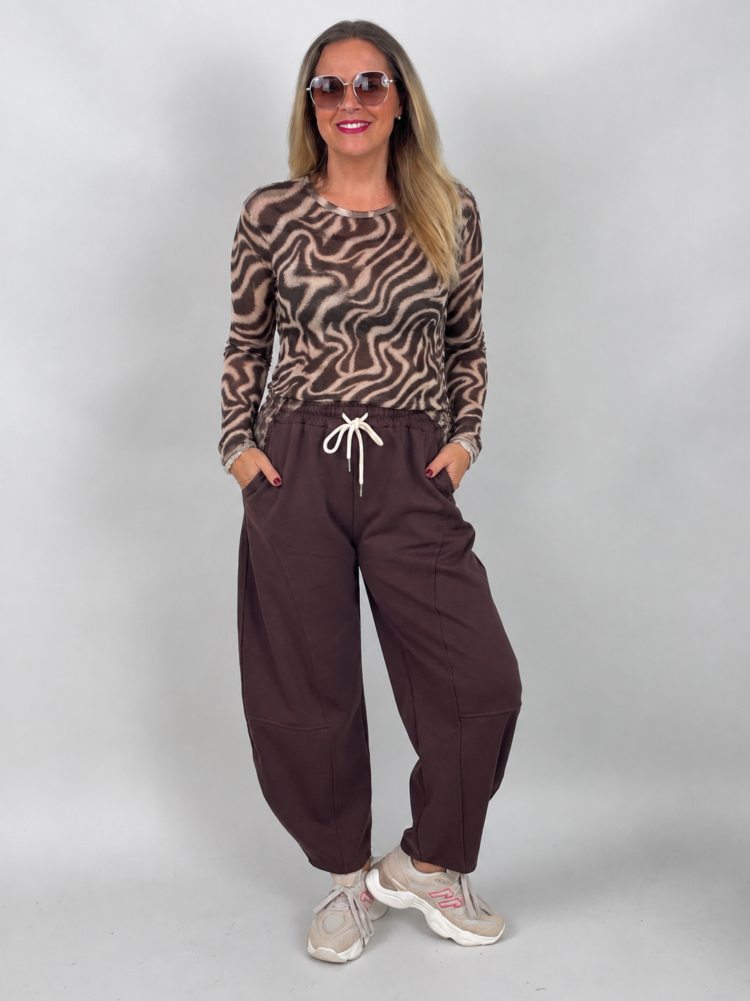 Cashmere Shirt mit Animal-Wave-Print Größe 2 tragbar bis ca. 42/44