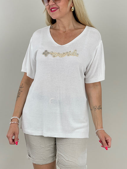 Shirt Feinstrick Perlen in versch. Farben Artikel 6123