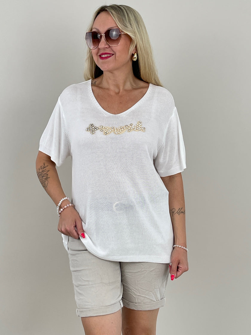 Shirt Feinstrick Perlen in versch. Farben Artikel 6123