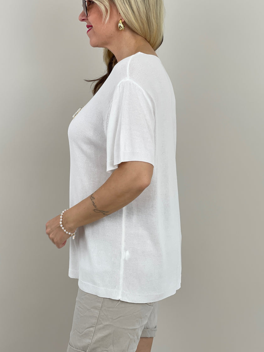 Shirt Feinstrick Perlen in versch. Farben Artikel 6123