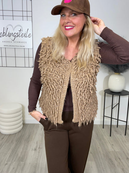 Weste mit Fransen in Camel Artikel 6507