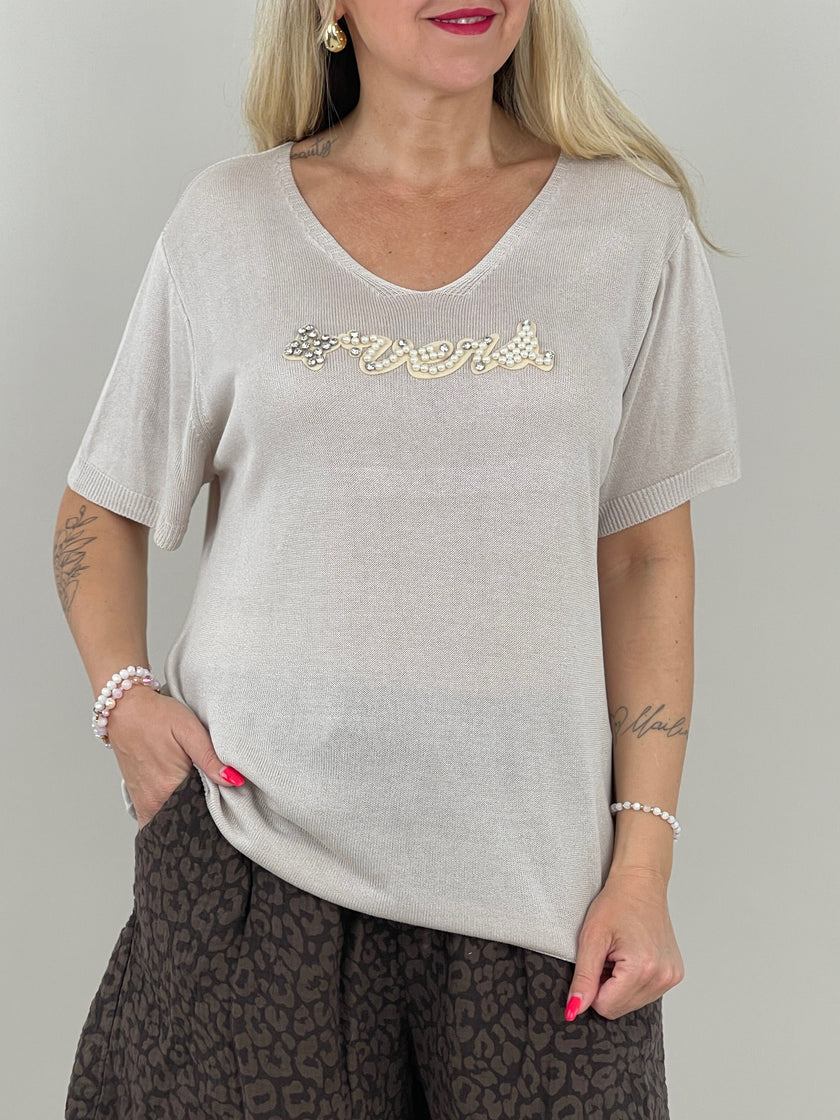Shirt Feinstrick Perlen in versch. Farben Artikel 6123