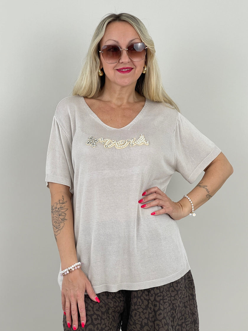 Shirt Feinstrick Perlen in versch. Farben Artikel 6123