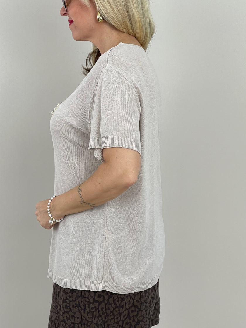 Shirt Feinstrick Perlen in versch. Farben Artikel 6123