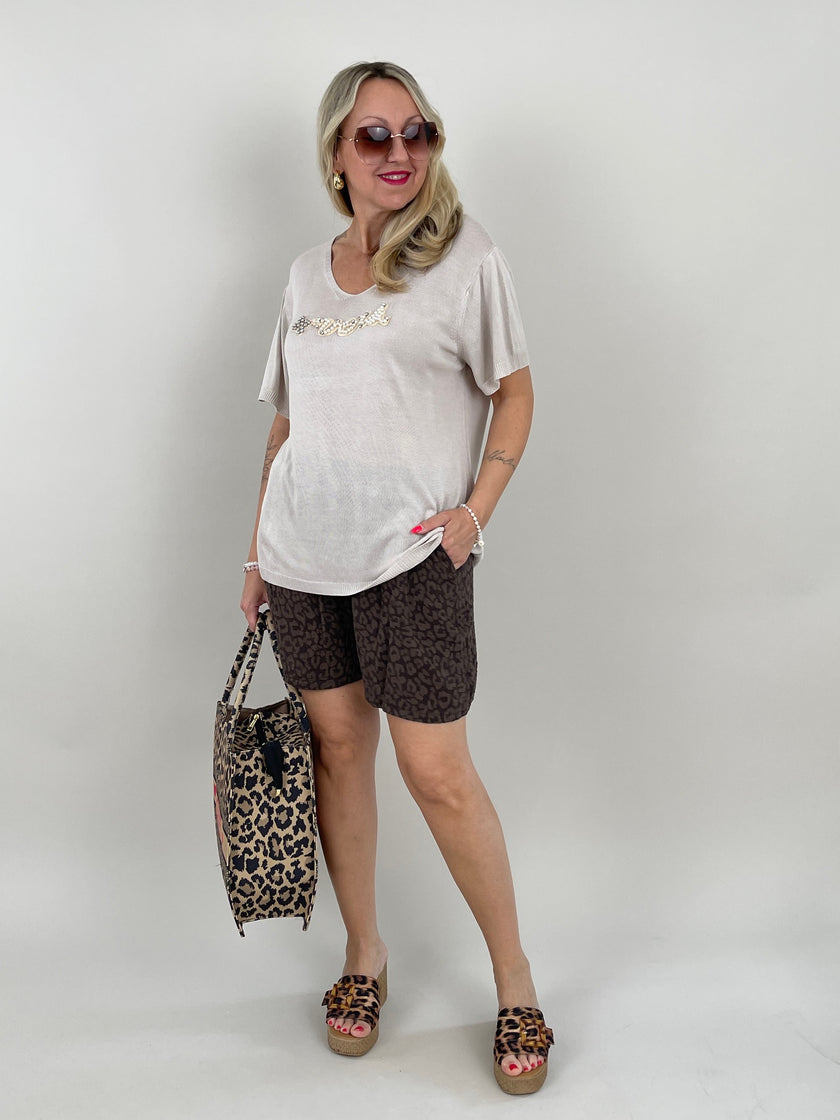 Musselin Shorts Leo in Mokka