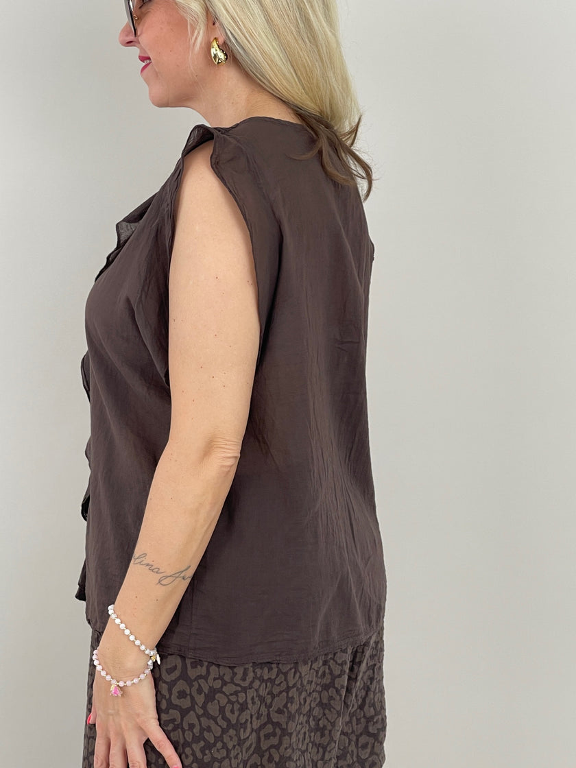 Top Rüschen-Ärmel Uni in versch. Farben Artikel 6116