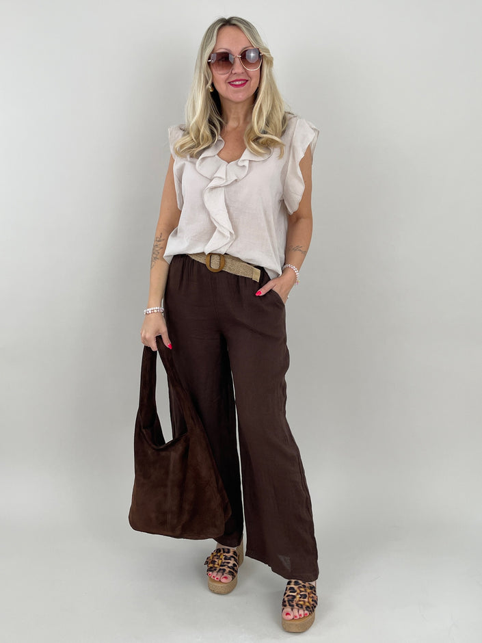 Culotte Leinen in Mokka Artikel 6142