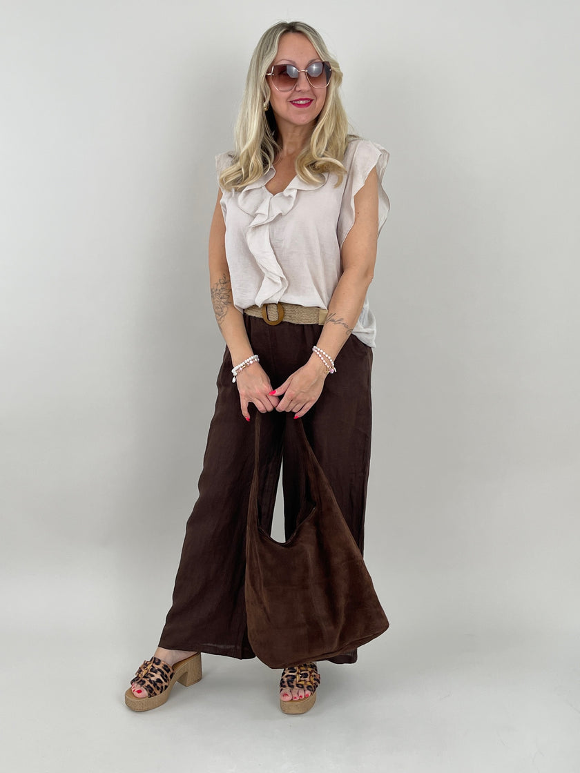 Top Rüschen-Ärmel Uni in versch. Farben Artikel 6116