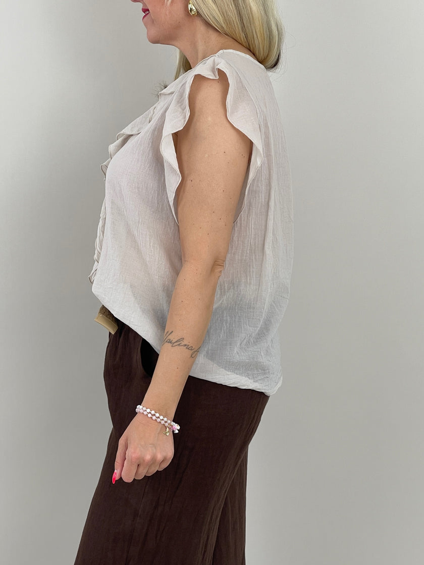 Top Rüschen-Ärmel Uni in versch. Farben Artikel 6116