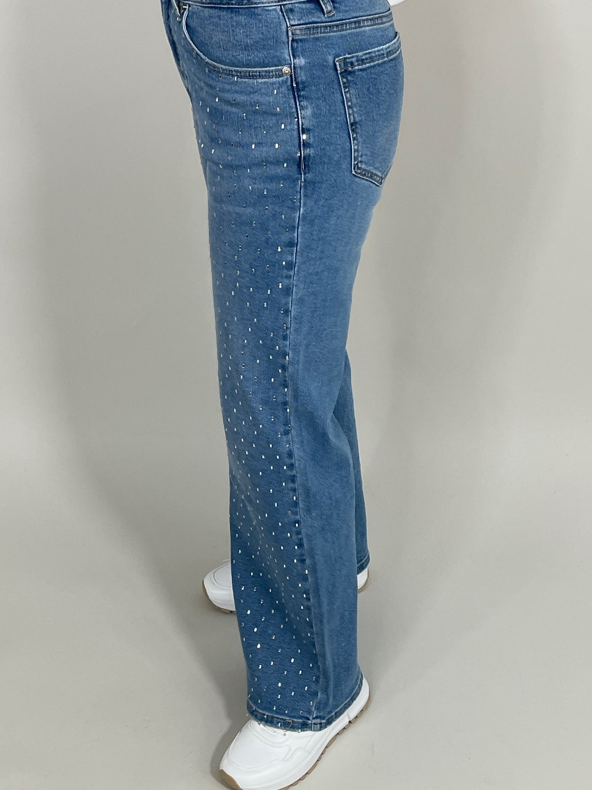 Jeans Wide Leg mit Strasssteinchen