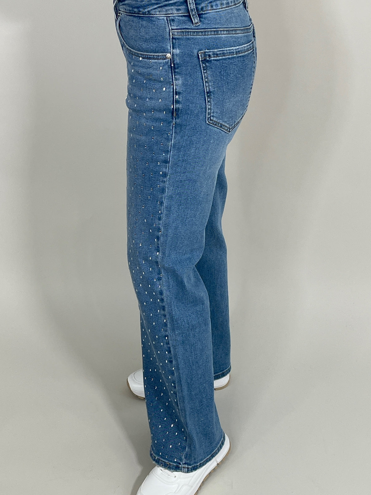 Jeans Wide Leg mit Strasssteinchen