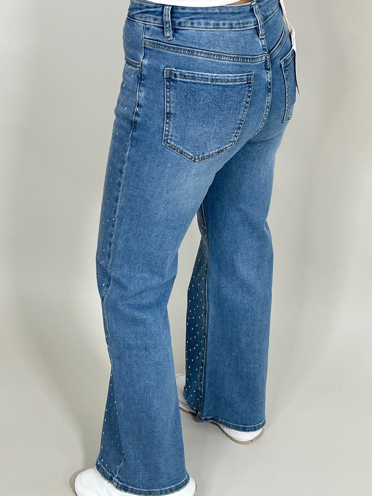 Jeans Wide Leg mit Strasssteinchen