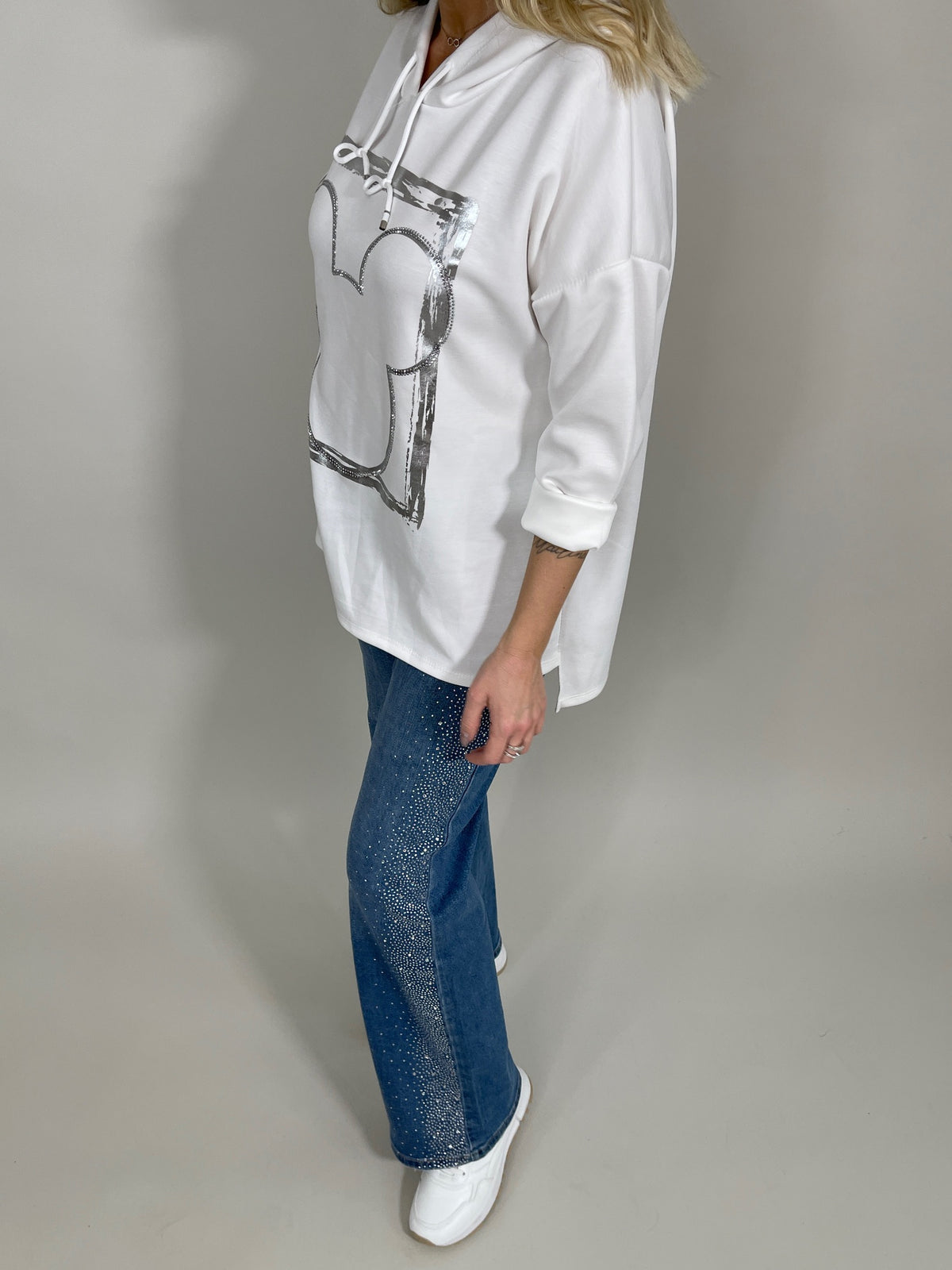 Jeans Wide Leg mit Strass seitlich