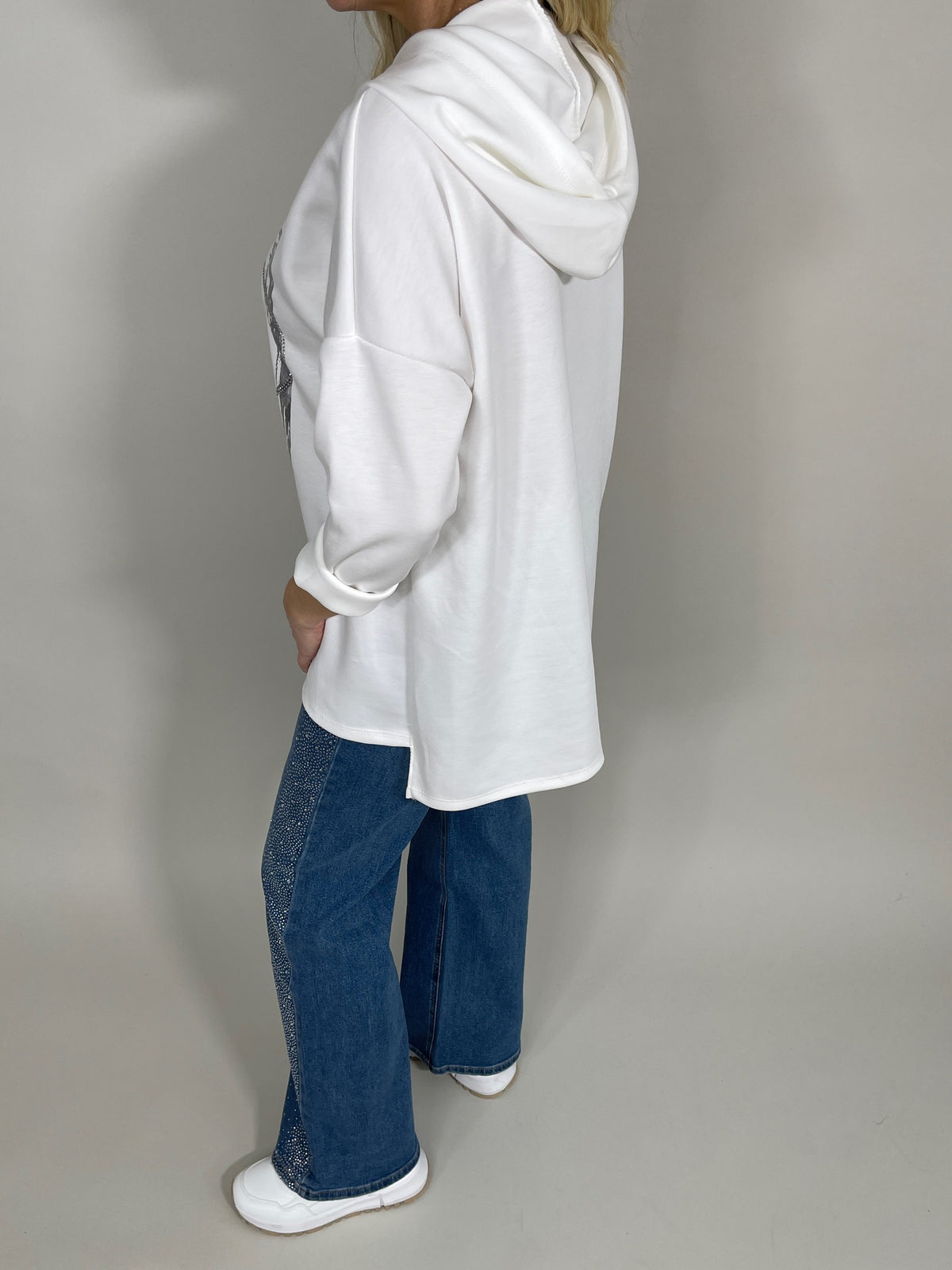 Jeans Wide Leg mit Strass seitlich