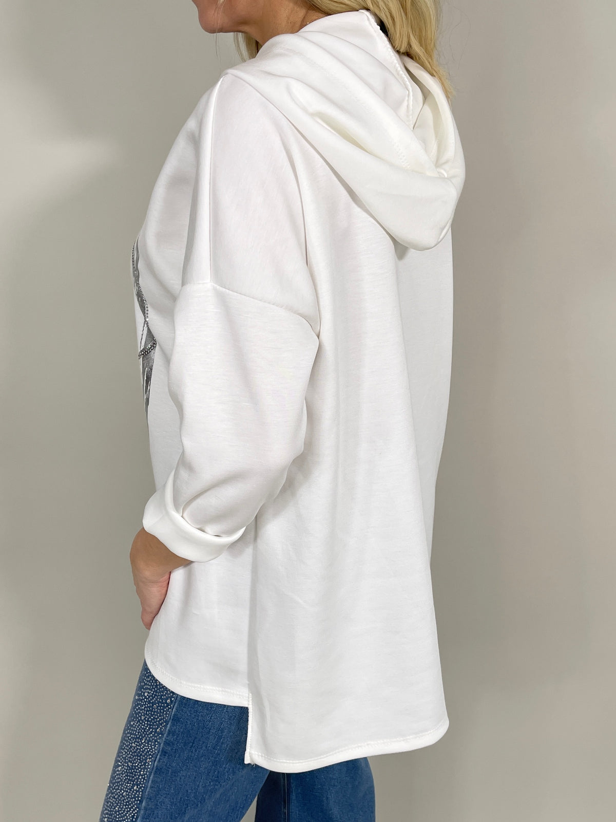 Jeans Wide Leg mit Strass seitlich