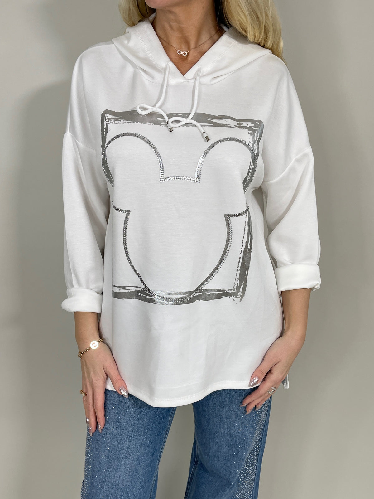 Jeans Wide Leg mit Strass seitlich