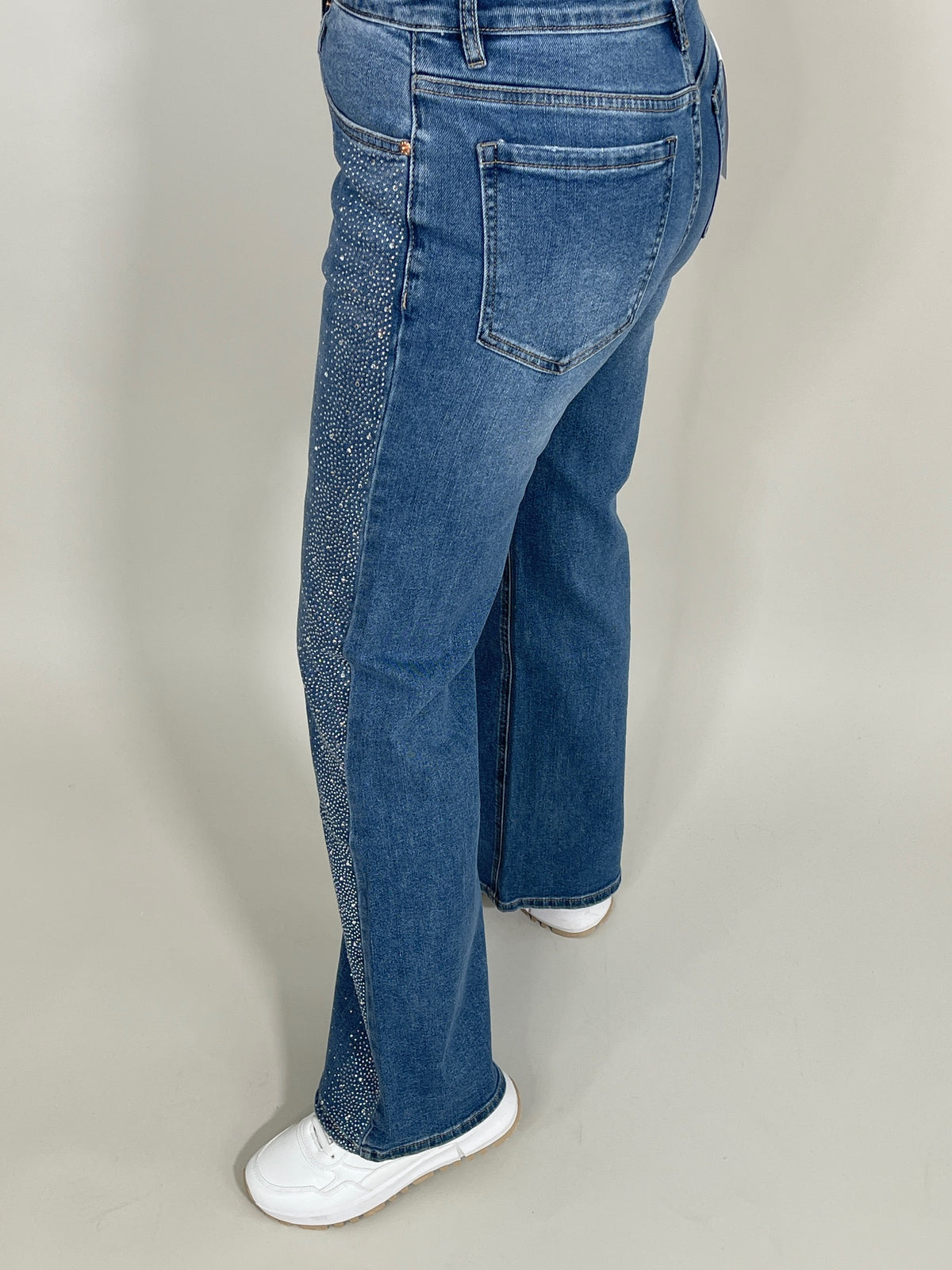 Jeans Wide Leg mit Strass seitlich