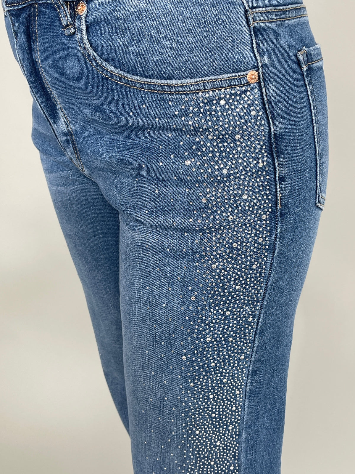 Jeans Wide Leg mit Strass seitlich