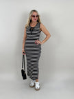 Kleid Feinstrick Streifen in Creme/Schwarz Artikel 6101