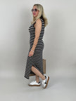 Kleid Feinstrick Streifen in Creme/Schwarz Artikel 6101