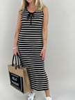 Kleid Feinstrick Streifen in Creme/Schwarz Artikel 6101