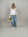 Modische 7/8 Jeans  mit Lochstickerei