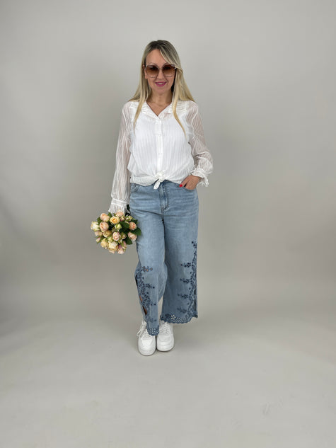 Modische 7/8 Jeans  mit Lochstickerei Art. 6983