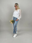 Modische 7/8 Jeans  mit Lochstickerei
