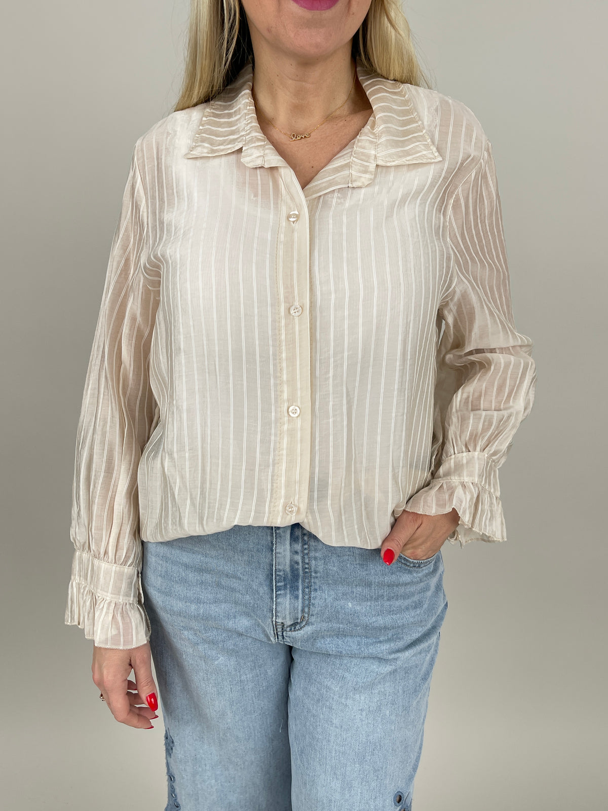 Bluse leicht gecrinkelt in Beige
