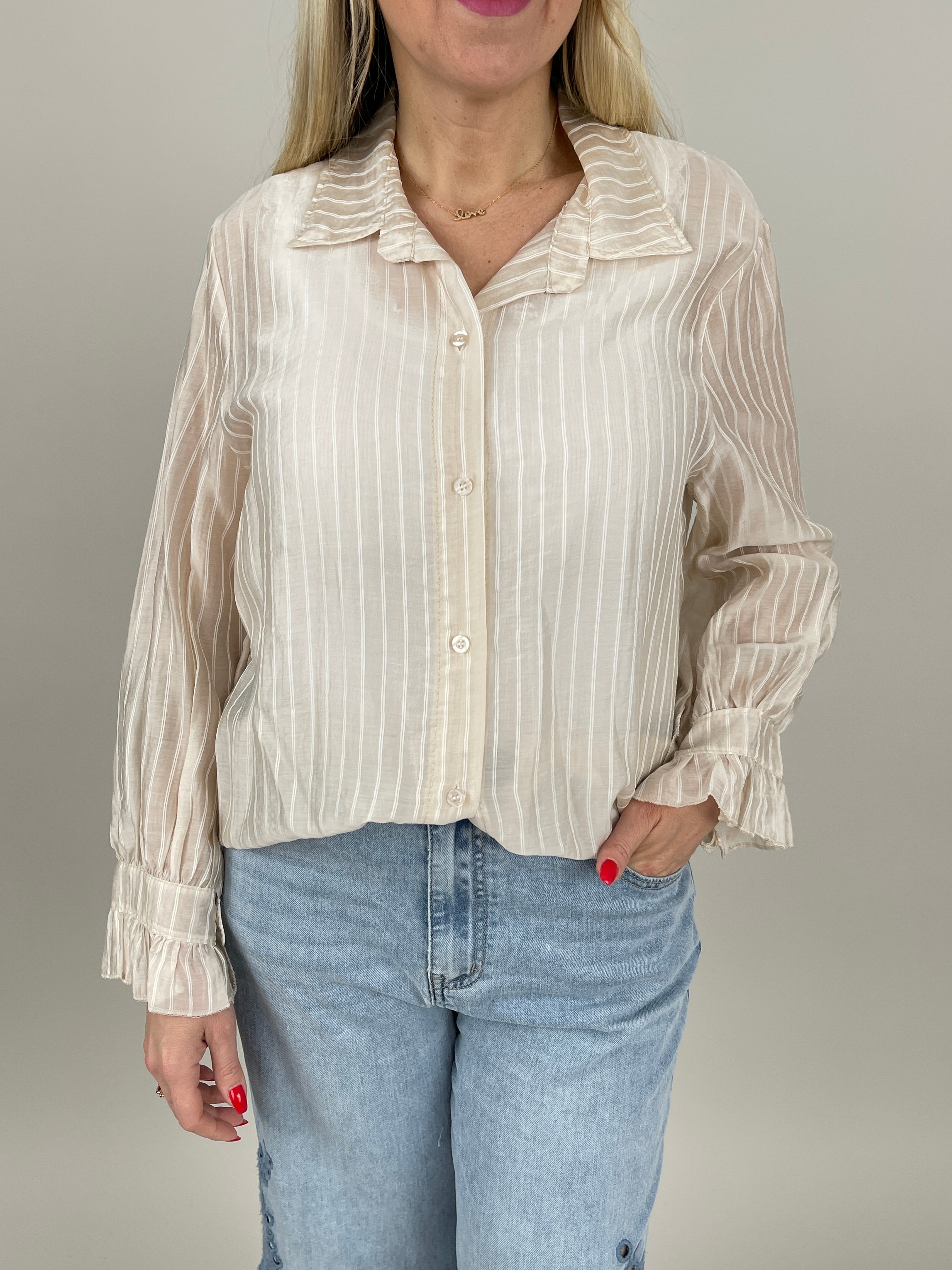 Bluse leicht gecrinkelt in Beige