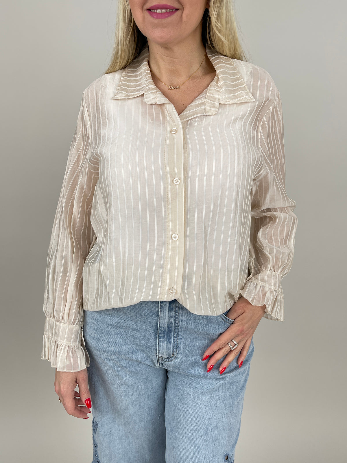 Bluse leicht gecrinkelt in Beige